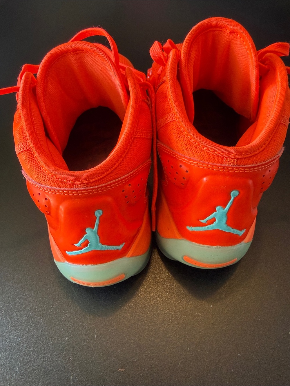Jordan Bright Orange Sneakers with Teal Jumpman